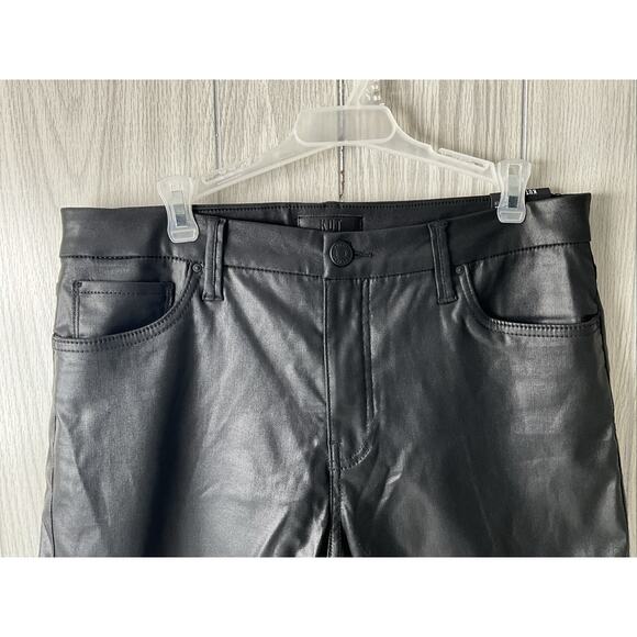 Women's 12 KUT From The Kloth Meg Ab Fab High Rise Wide Leg Black Coated Pants - Picture 2 of 15